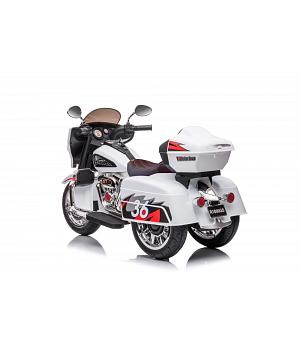 Moto eléctrica niños, 12v, blanca, asiento cuero, ruedas goma, INDIAN STYLE   INDA502-LE3208-NEL-R1800GS